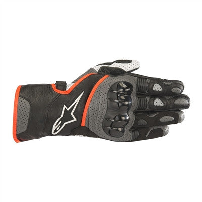 Alpinestars 2019 SP-2 v2 Leather Gloves - Black/Grey/Red Fluorescent