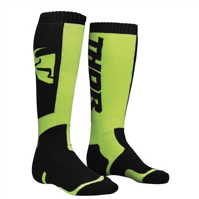 Thor 2021 Youth MX Socks - Black/Lime