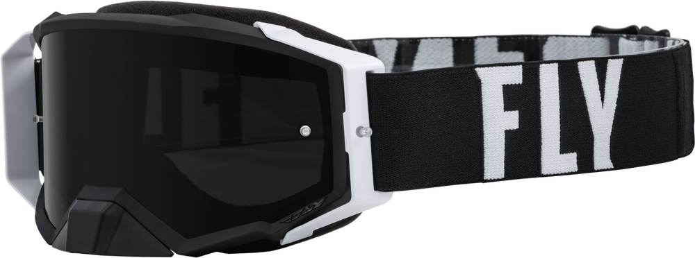 FLY RACING - 37-51902 - ZONE PRO GOGGLE BLACK/WHITE W/ DARK SMOKE/SMOKE LENS