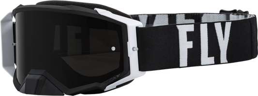FLY RACING - 37-51902 - ZONE PRO GOGGLE BLACK/WHITE W/ DARK SMOKE/SMOKE LENS