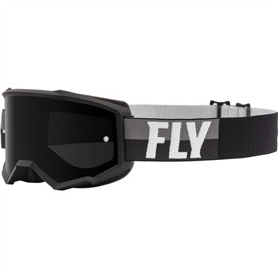 FLY Racing 2021 Zone MX Goggle - Black/White w/Dark Smoke Lens w/Post