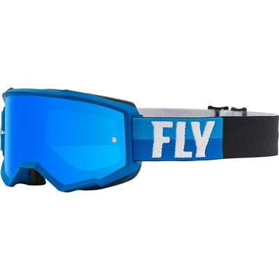 FLY Racing 2021 Youth Zone MX Goggle - Blue/Black w/Sky Blue Mirror/Smoke Lens w/Post