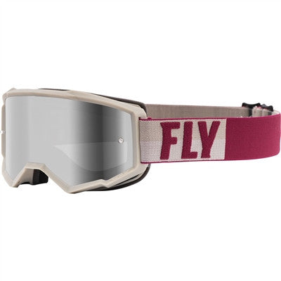 FLY Racing 2021 Youth Zone MX Goggle - Stone/Berry w/Silver Mirror/Smoke Lens w/Post