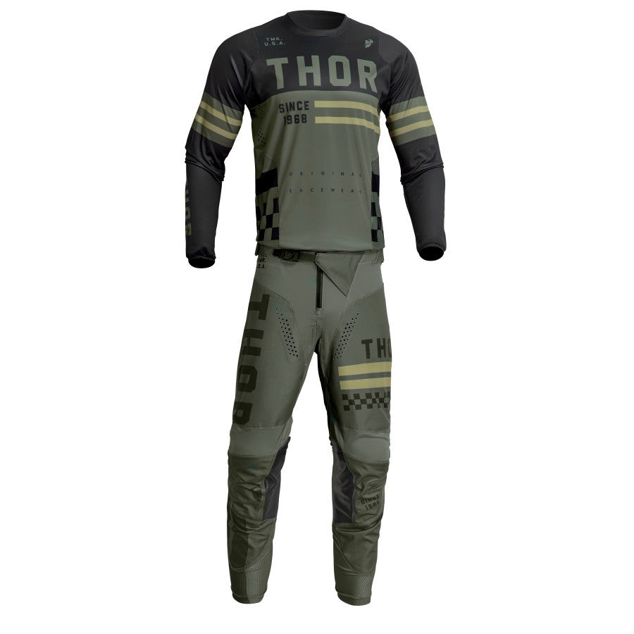 Thor 2024 Youth Pulse Combat Jersey Pant Combo Army/Black