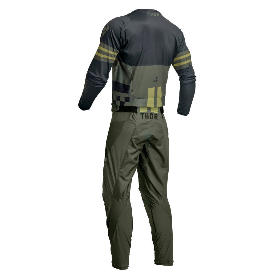 Thor 2024 Youth Pulse Combat Jersey Pant Combo Army/Black
