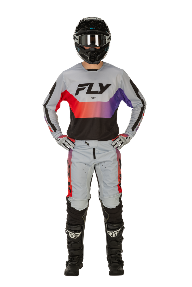 FLY Racing 2026 Kinetic Grey/Red/Purple/Black Jersey Pant Combo