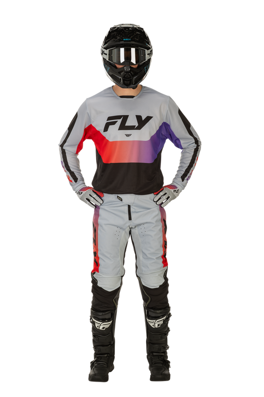 FLY Racing 2026 Kinetic Grey/Red/Purple/Black Jersey Pant Combo
