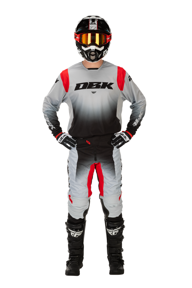 FLY Racing 2026 Kinetic DBK Grey/Black/Red Jersey Pant Combo