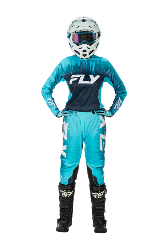 FLY Racing 2026 Womens Lite Aqua/Navy/White Jersey Pant Combo