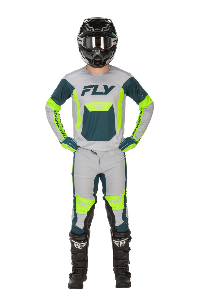 FLY Racing 2026 Lite Grey/Lime/Teal Jersey Pant Combo