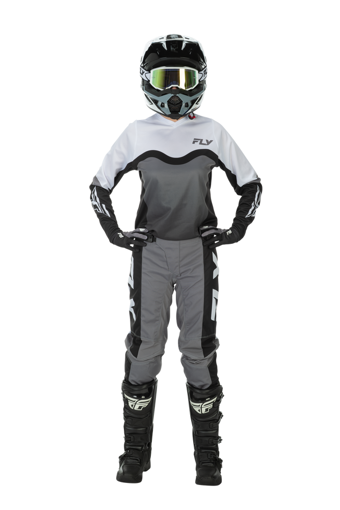 FLY Racing 2026 Womens F-16 Grey/Black/White Jersey Pant Combo