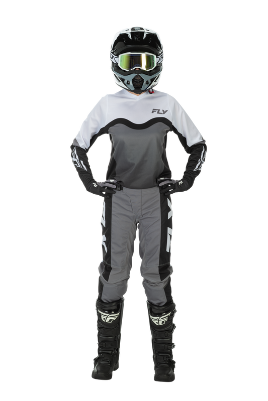 FLY Racing 2026 Womens F-16 Grey/Black/White Jersey Pant Combo
