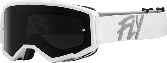 FLY RACING - 37-51726 - YOUTH ZONE GOGGLE WHITE W/ DARK SMOKE/SMOKE LENS