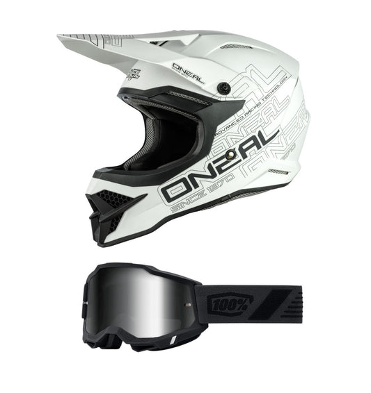 O'Neal 2024 3 Series Flat White Helmet and Goggle Combo
