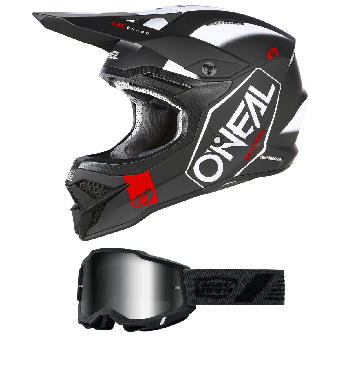 O'Neal 2024 3 Series Hexx V.23 Helmet and Goggle Combo Black/White