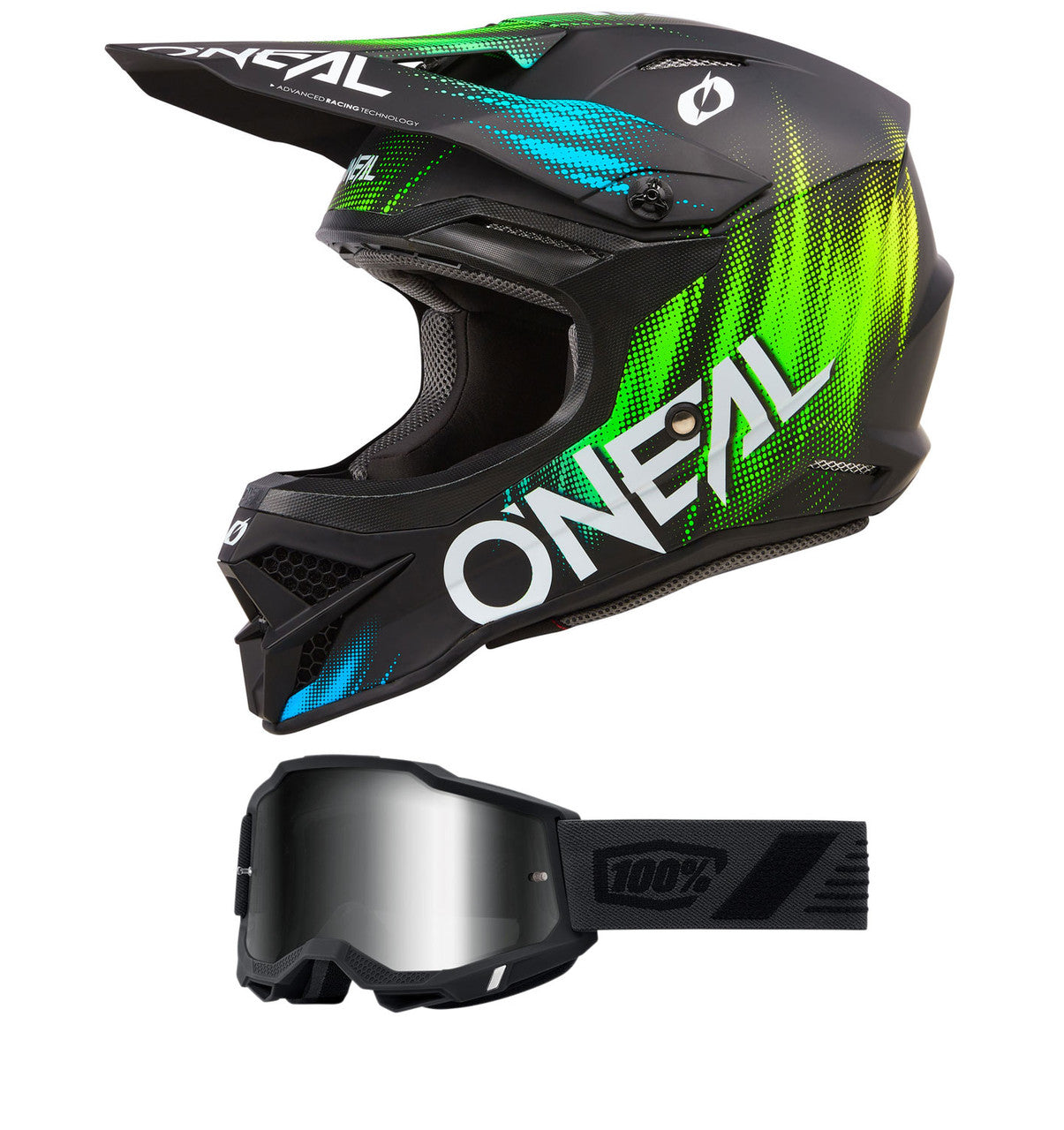 O'Neal 2024 3 Series Voltage Helmet and Goggle Combo Black/Green