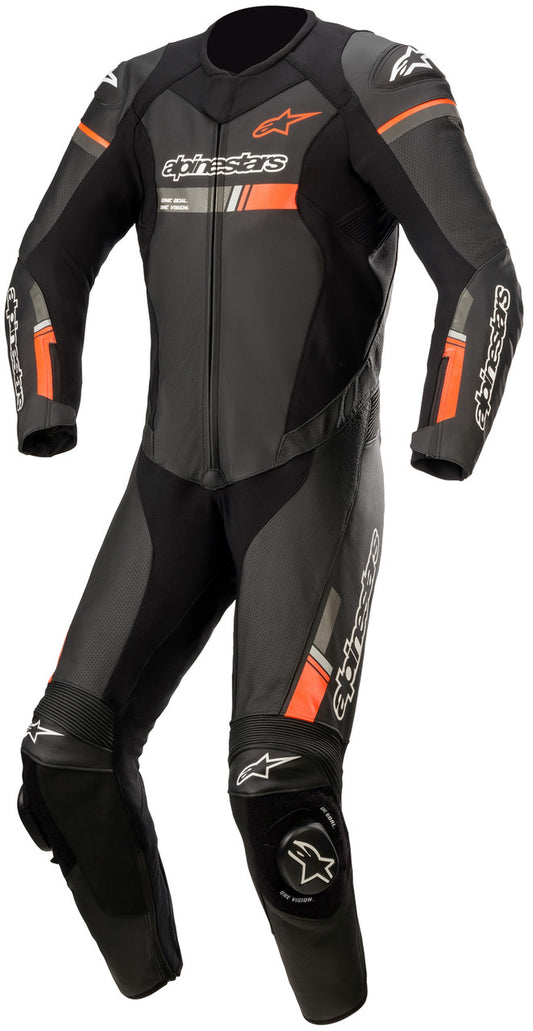 Alpinestars GP Force Chaser 1-Piece Leather Riding Suit Black/Red Fluo