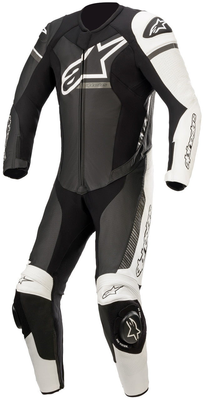 Alpinestars GP Force Phantom 1-Piece Leather Riding Suit Black/White/Red Fluo