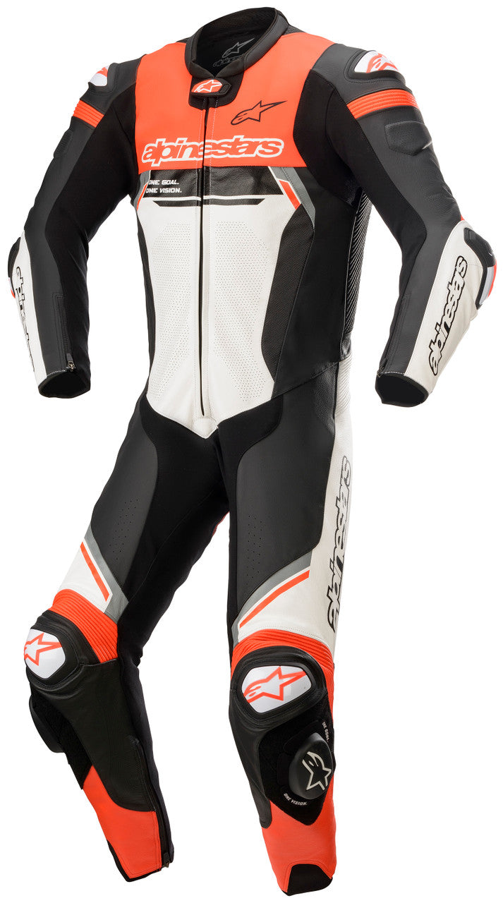 Alpinestars Missile Ignition v2 1-Piece Leather Riding Suit Black/White/Red Fluo