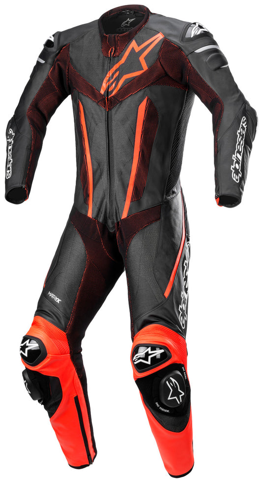 Alpinestars Fusion 1-Piece Leather Riding Suit Black/Red Fluo