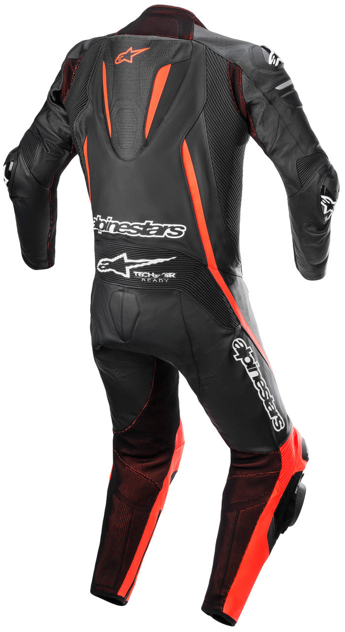 Alpinestars Fusion 1-Piece Leather Riding Suit Black/Red Fluo