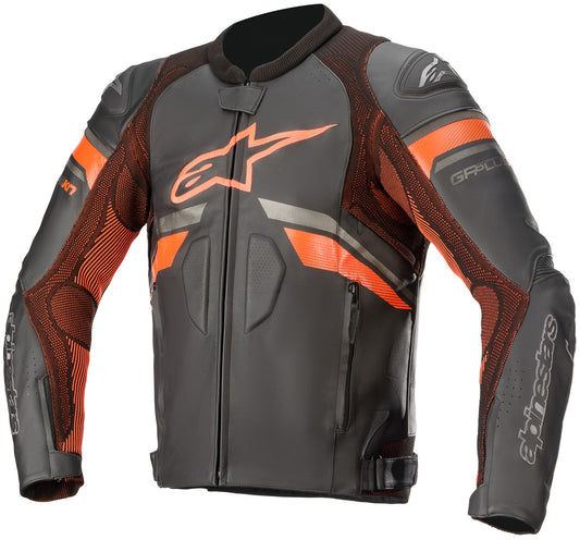 Alpinestars GP Plus R v3 Rideknit Leather Motorcycle Jacket Black/Red Fluo