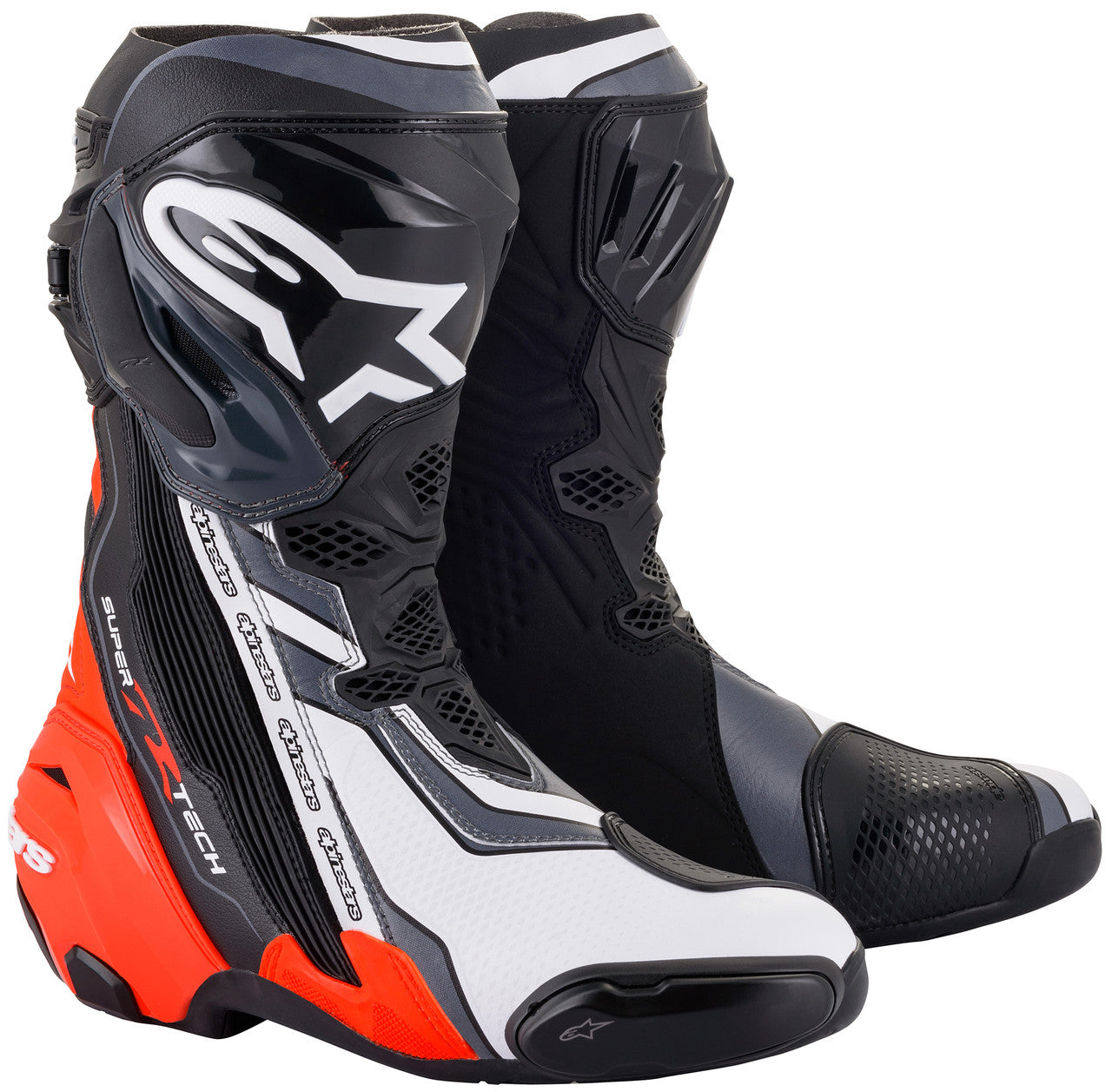 Alpinestars Supertech R v2 Motorcycle Boots Black/Red Fluo/White/Gray