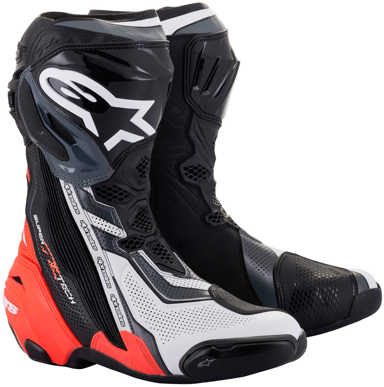 Alpinestars Supertech R v2 Vented Motorcycle Boots Black/Red Fluo/White/Gray