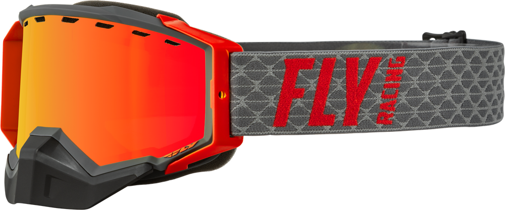 FLY RACING - 37-50268 - ZONE SNOW GOGGLE GREY/RED W/ RED MIRROR/AMBER LENS