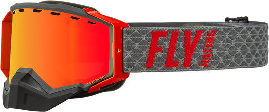 FLY RACING - 37-50268 - ZONE SNOW GOGGLE GREY/RED W/ RED MIRROR/AMBER LENS
