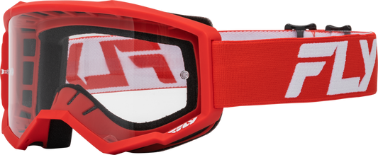 FLY RACING - 37-51156Y - YOUTH FOCUS GOGGLE RED/WHITE W/ CLEAR LENS