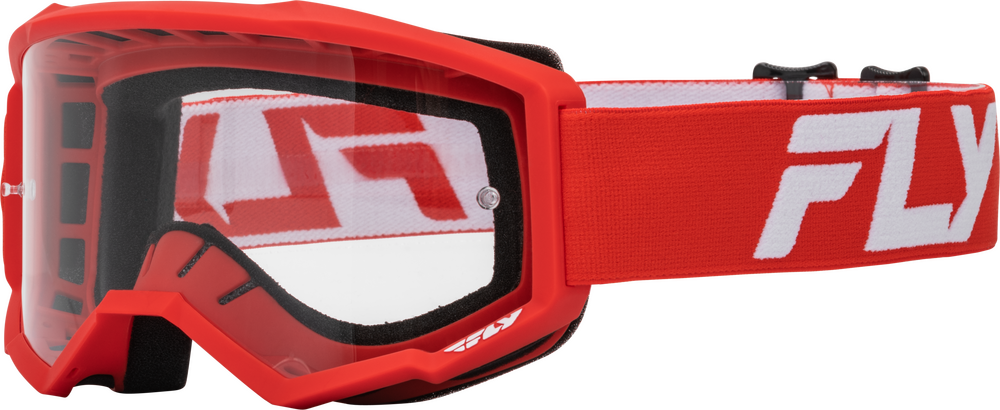 FLY RACING - 37-51156 - FOCUS GOGGLE RED/WHITE W/ CLEAR LENS