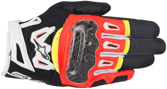 Alpinestars SMX-2 Air v2 Motorcycle Gloves Black/Red Fluo/White/Yellow Fluo
