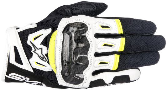 Alpinestars SMX-2 Air v2 Motorcycle Gloves Black/White/Yellow Fluo