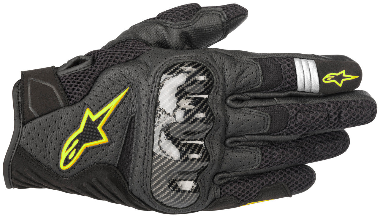 Alpinestars SMX-1 Air v2 Motorcycle Gloves Black/Yellow Fluo