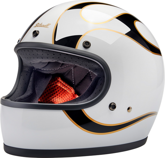 Biltwell Gringo Full Face Helmet Flames White/Black
