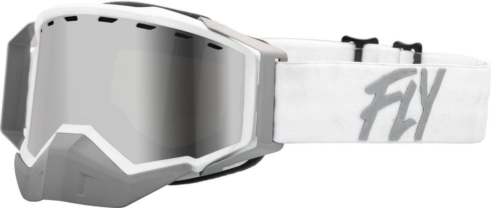 FLY RACING - 37-50274 - ZONE SNOW GOGGLE WHT/LIGHT GRY W/ SILVER MIRROR/SMOKE LENS