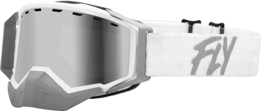 FLY RACING - 37-50274 - ZONE SNOW GOGGLE WHT/LIGHT GRY W/ SILVER MIRROR/SMOKE LENS