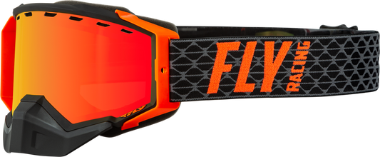 FLY RACING - 37-50264 - ZONE SNOW GOGGLE BLACK/ORANGE W/ RED MIRROR/AMBER LENS