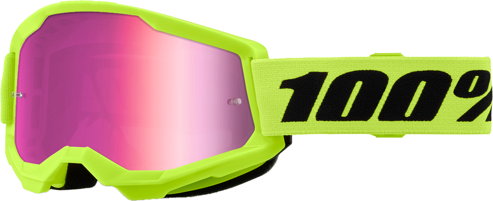 100% - 50032-00010 - STRATA 2 JUNIOR GOGGLE NEON YELLOW MIRROR PINK LENS