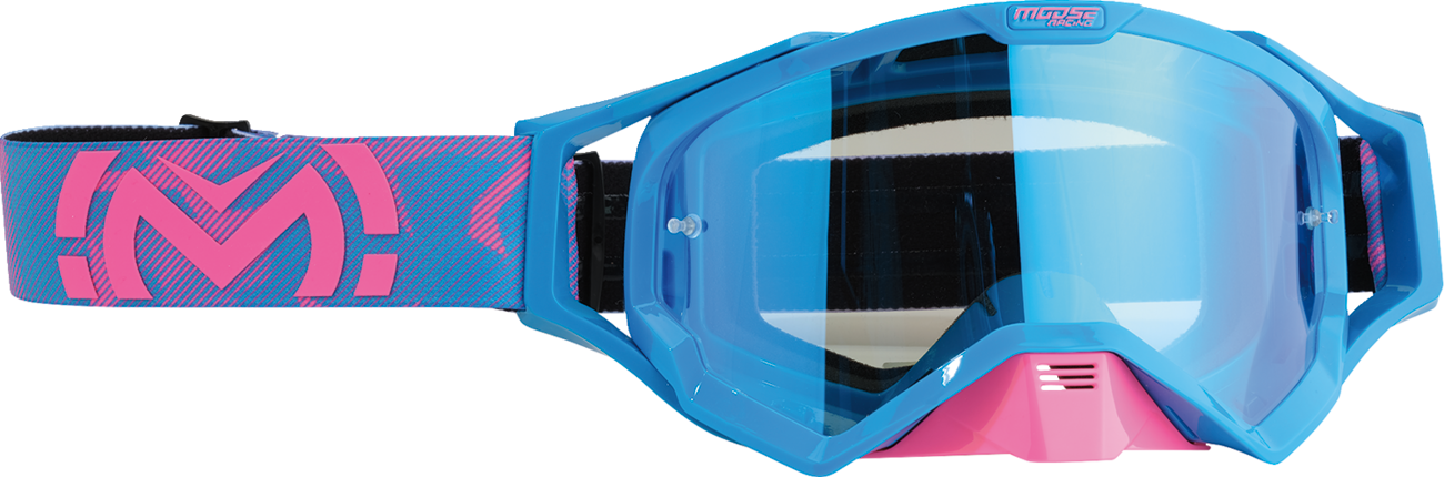 Moose Racing XCR Goggle Blue/Pink with Blue Mirror Lens