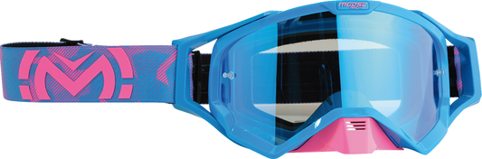 Moose Racing XCR Goggle Blue/Pink with Blue Mirror Lens