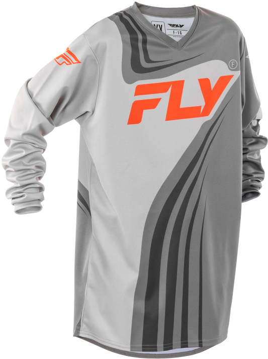 FLY Racing 2025 Youth F-16 Jersey Grey/Orange