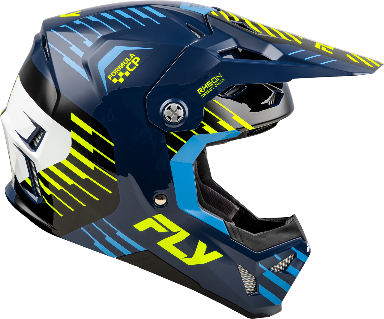 FLY Racing 2025 Youth Formula CP Slice Helmet Navy/Hi-Vis/White Youth Large