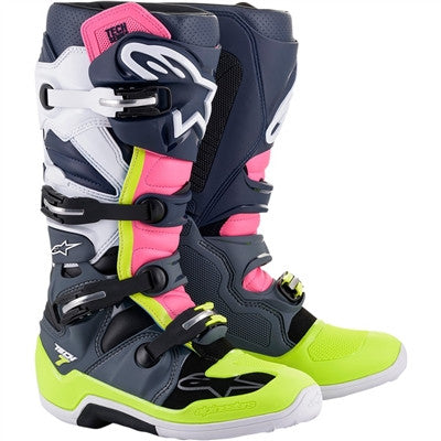 Alpinestars 2021 Tech 7 Offroad Boots - Grey/Blue/Pink