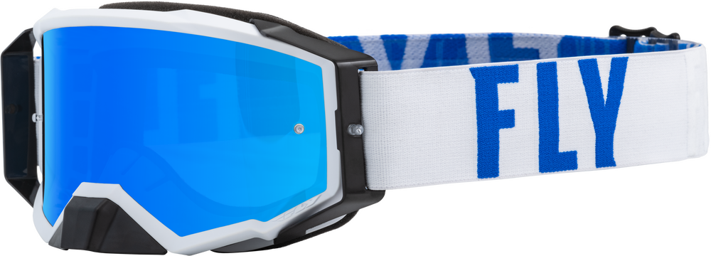 FLY RACING - 37-51903 - ZONE PRO GOGGLE WHITE/BLUE W/ SKY BLUE MIRROR/SMOKE LENS
