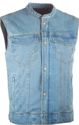 Highway 21 2019 Iron Sights Denim Vest Club Collar - Blue
