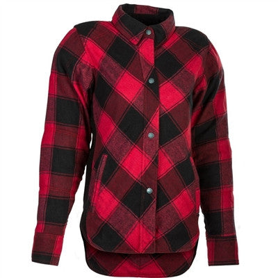 Highway 21 2019 Womens Rogue Motorcycle Armored Flannel Shirt - Red/Black
