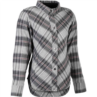Highway 21 2019 Womens Rogue Motorcycle Armored Flannel Shirt - Pink/Grey