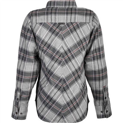 Highway 21 2019 Womens Rogue Motorcycle Armored Flannel Shirt - Pink/Grey